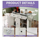 Rolling Kitchen Island Cart with Drop Leaf Countertop Adjustable Shelve Spice Rack With Two Chairs For Kitchen Dining Room