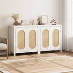 Sideboard Cabinet, 30.1INCH Buffets & Sideboard with Rattan Doors, 2 Door Design, Natural Wooden Sideboard Cabinet for Dining Room and Kitchen