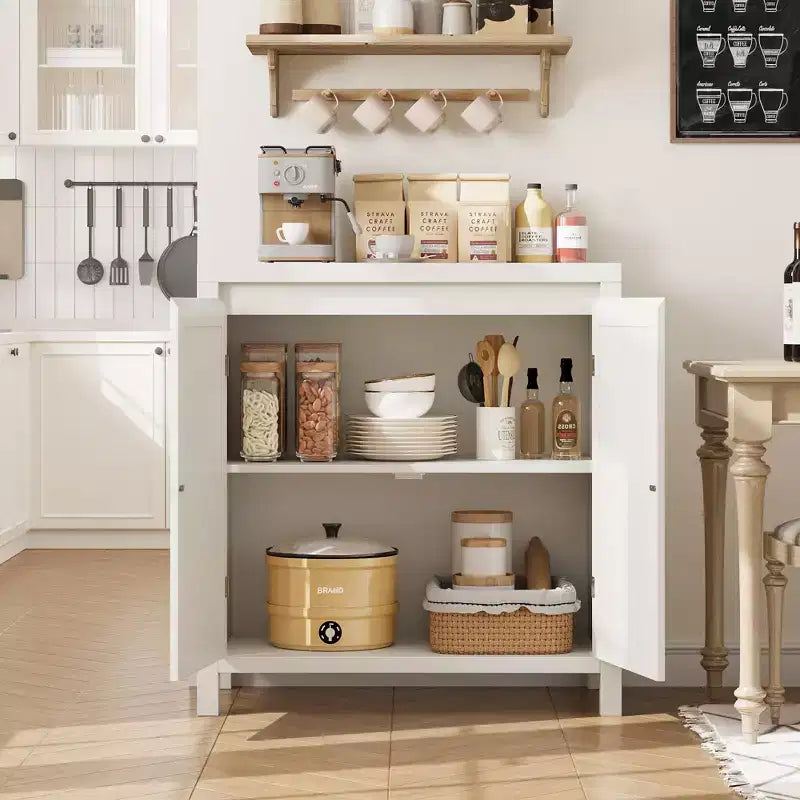 Sideboard Cabinet, 30.1INCH Buffets & Sideboard with Rattan Doors, 2 Door Design, Natural Wooden Sideboard Cabinet for Dining Room and Kitchen
