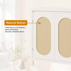 Sideboard Cabinet, 30.1INCH Buffets & Sideboard with Rattan Doors, 2 Door Design, Natural Wooden Sideboard Cabinet for Dining Room and Kitchen