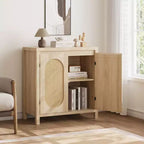 Sideboard Cabinet, 30.1INCH Buffets & Sideboard with Rattan Doors, 2 Door Design, Natural Wooden Sideboard Cabinet for Dining Room and Kitchen