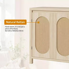 Sideboard Cabinet, 30.1INCH Buffets & Sideboard with Rattan Doors, 2 Door Design, Natural Wooden Sideboard Cabinet for Dining Room and Kitchen