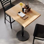 Rectangular Solid Wood Commercial Indoor Tabletop with 18 Round Bar Height Rust-Resistant Cast Iron Base