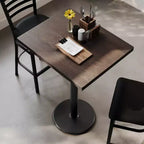 Rectangular Solid Wood Commercial Indoor Tabletop with 18 Round Bar Height Rust-Resistant Cast Iron Base