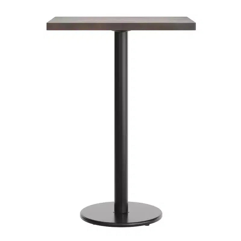 Rectangular Solid Wood Commercial Indoor Tabletop with 18 Round Bar Height Rust-Resistant Cast Iron Base
