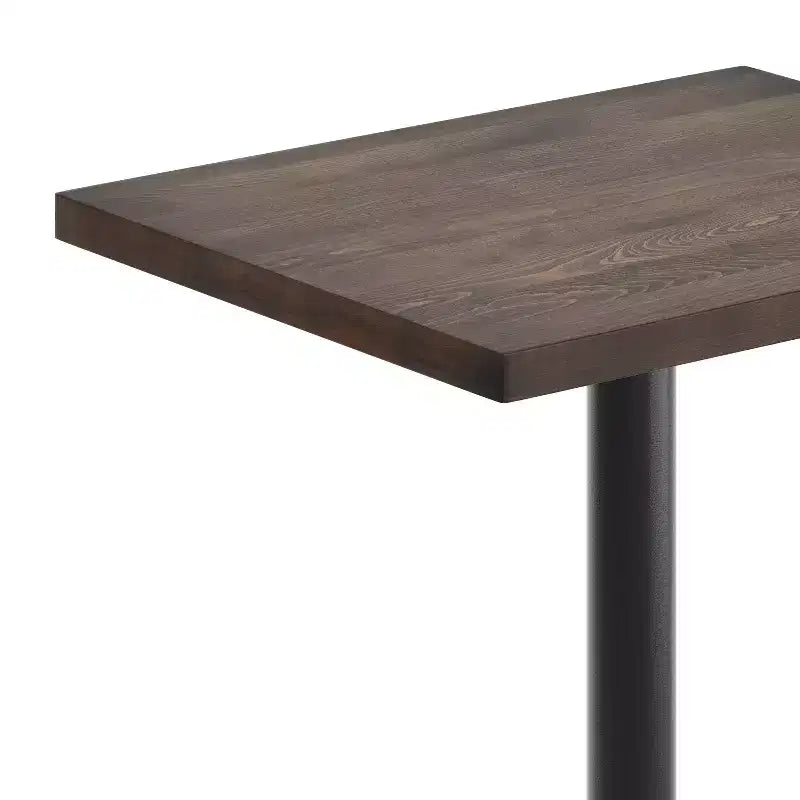 Rectangular Solid Wood Commercial Indoor Tabletop with 18 Round Bar Height Rust-Resistant Cast Iron Base