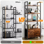 Celebalcony 5 Tier Bookshelf with 2 Drawers, Standing Shelf Units, Wood and Metal Storage Organizer, Bookcase for Home, Office Bedroom, Rustic Brown