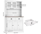 71 Wood Kitchen Pantry Storage Cabinet, Freestanding Buffet Hutch with Microwave Stand, Coffee Bar, 2 Drawers, 5 Doors & Shelves for Dining Room