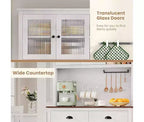 71 Wood Kitchen Pantry Storage Cabinet, Freestanding Buffet Hutch with Microwave Stand, Coffee Bar, 2 Drawers, 5 Doors & Shelves for Dining Room