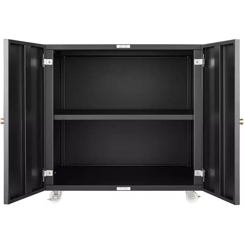 Metal Printer Stand with Storage, Mobile Rolling File Cabinet with Doors and Adjustable Shelf, Modern Printer Table on Wheels