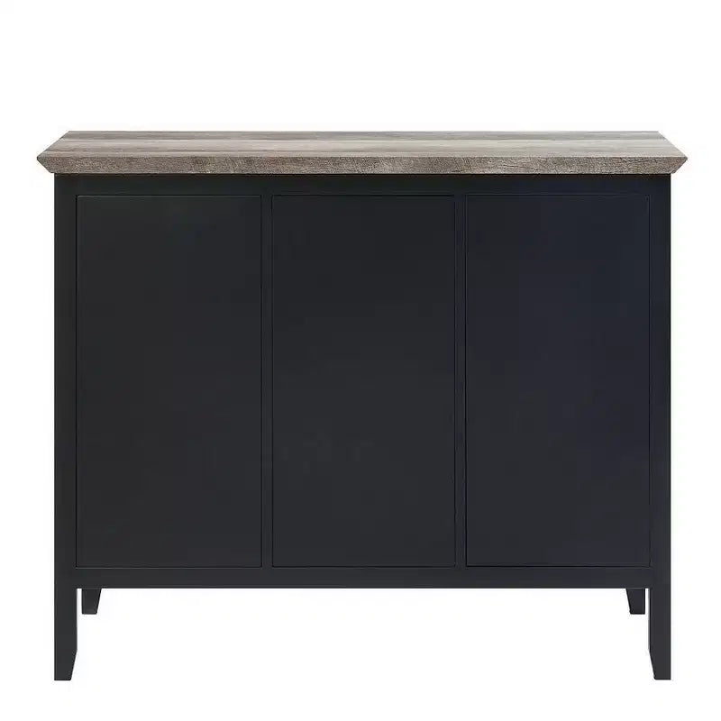 47 Inch Sideboard Buffet, 3 Drawers, Antique Oak Brown and Black