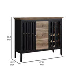 47 Inch Sideboard Buffet, 3 Drawers, Antique Oak Brown and Black