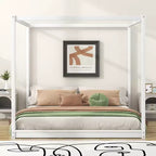 Canopy Platform Bed, Wooden Bed Frame with Low Base Support Legs, Easy Assembly, for Kids Boys Girls Teens