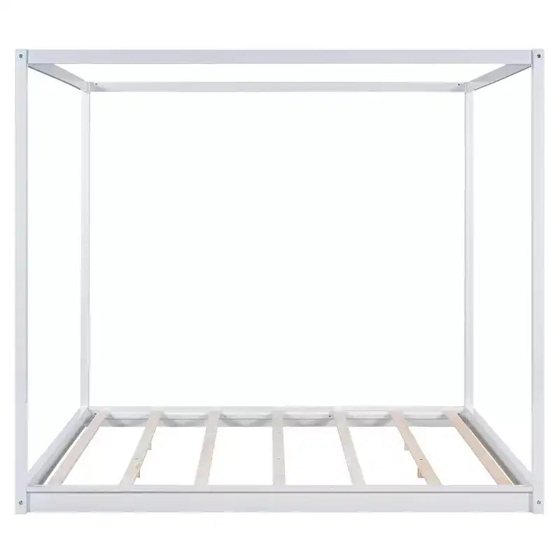 Canopy Platform Bed, Wooden Bed Frame with Low Base Support Legs, Easy Assembly, for Kids Boys Girls Teens