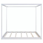 Canopy Platform Bed, Wooden Bed Frame with Low Base Support Legs, Easy Assembly, for Kids Boys Girls Teens