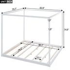Canopy Platform Bed, Wooden Bed Frame with Low Base Support Legs, Easy Assembly, for Kids Boys Girls Teens