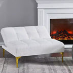Divano Convertibile, Moderno Divano Letto Futon in Tessuto Teddy con Schienale Regolabile e Cuscino, Gambe in Metallo Dorato – Ideale per Soggiorni di Piccole Dimensioni