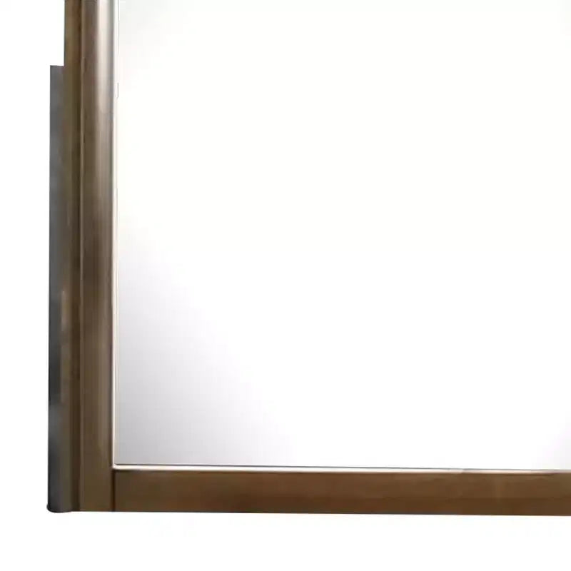 Royal Hampton Dresser Mirror, 32 Inch Rectangular Frame, Round Edges, Brown Wood