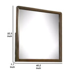Royal Hampton Dresser Mirror, 32 Inch Rectangular Frame, Round Edges, Brown Wood