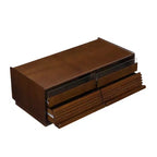 47.2 Modern Rectangle Coffee Table with 4 Drawers, 2 Display Shelves and Tempered Glass Top