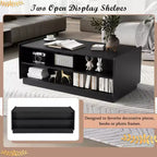 47.2 Modern Rectangle Coffee Table with 4 Drawers, 2 Display Shelves and Tempered Glass Top