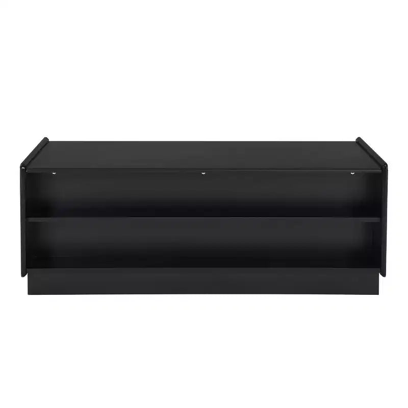 47.2 Modern Rectangle Coffee Table with 4 Drawers, 2 Display Shelves and Tempered Glass Top