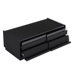 47.2 Modern Rectangle Coffee Table with 4 Drawers, 2 Display Shelves and Tempered Glass Top