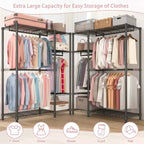76 Heavy Duty Metal Garment Rack with 6 Shelves and 3 Hanging Rods