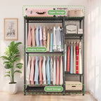 76 Heavy Duty Metal Garment Rack with 6 Shelves and 3 Hanging Rods