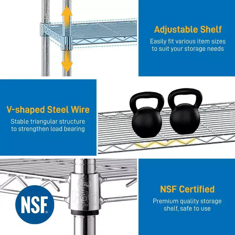 8-Tier Wire Shelving Unit Adjustable Steel Wire Rack