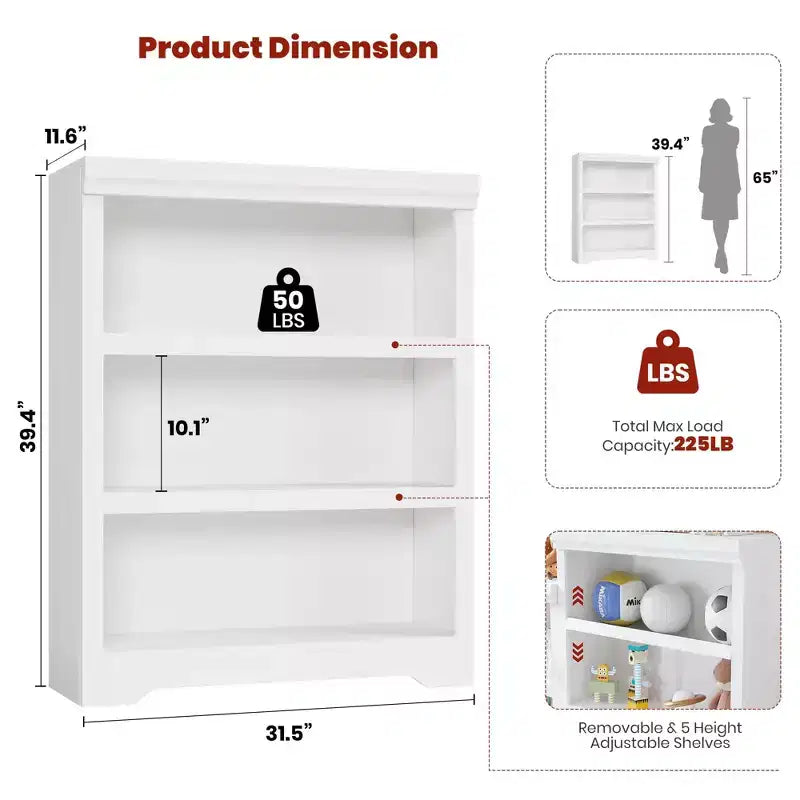 Libreria a 2/3/5/6 Ripiani, Stile Farmhouse, Larghezza 23,6"/31,5" con Ripiani Regolabili – Scaffale a Giorno con Design Antiscivolo per Casa e Ufficio