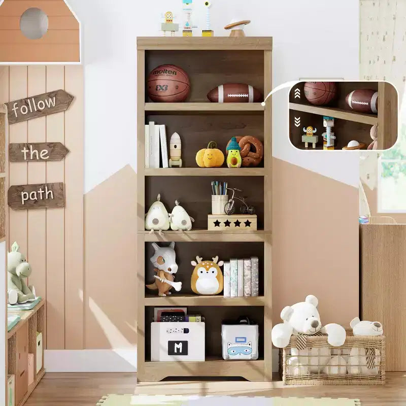 Libreria a 2/3/5/6 Ripiani, Stile Farmhouse, Larghezza 23,6"/31,5" con Ripiani Regolabili – Scaffale a Giorno con Design Antiscivolo per Casa e Ufficio