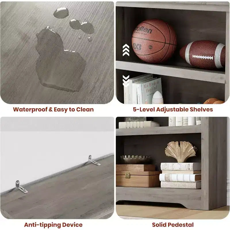 Libreria a 2/3/5/6 Ripiani, Stile Farmhouse, Larghezza 23,6"/31,5" con Ripiani Regolabili – Scaffale a Giorno con Design Antiscivolo per Casa e Ufficio