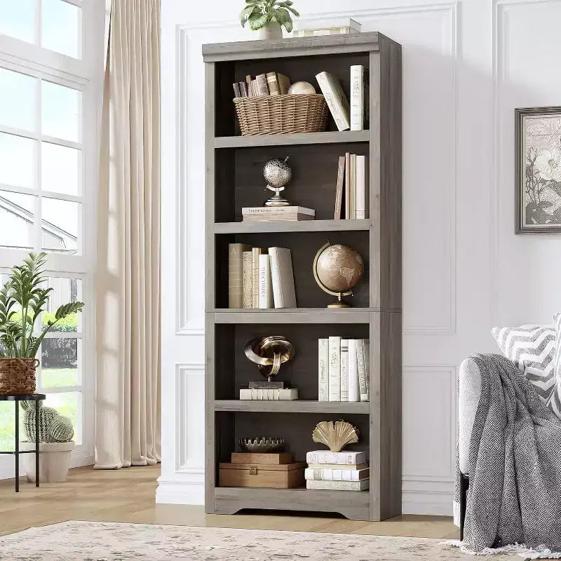 Libreria a 2/3/5/6 Ripiani, Stile Farmhouse, Larghezza 23,6"/31,5" con Ripiani Regolabili – Scaffale a Giorno con Design Antiscivolo per Casa e Ufficio