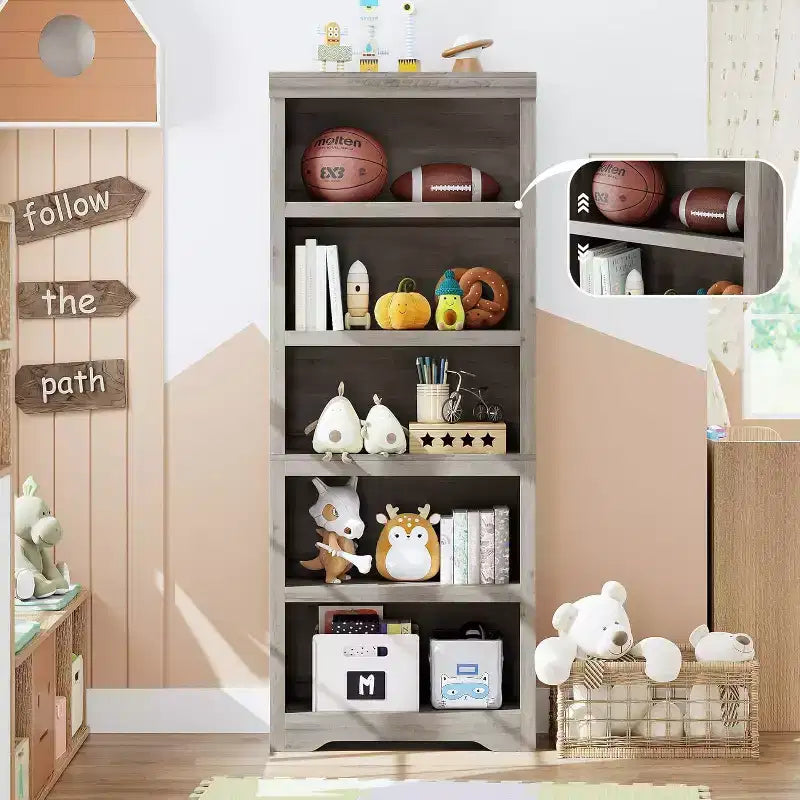 Libreria a 2/3/5/6 Ripiani, Stile Farmhouse, Larghezza 23,6"/31,5" con Ripiani Regolabili – Scaffale a Giorno con Design Antiscivolo per Casa e Ufficio