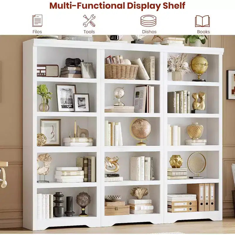 Libreria a 2/3/5/6 Ripiani, Stile Farmhouse, Larghezza 23,6"/31,5" con Ripiani Regolabili – Scaffale a Giorno con Design Antiscivolo per Casa e Ufficio