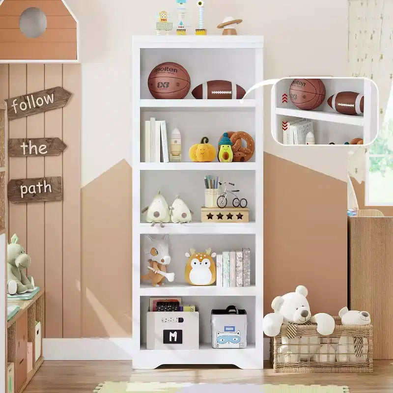 Libreria a 2/3/5/6 Ripiani, Stile Farmhouse, Larghezza 23,6"/31,5" con Ripiani Regolabili – Scaffale a Giorno con Design Antiscivolo per Casa e Ufficio