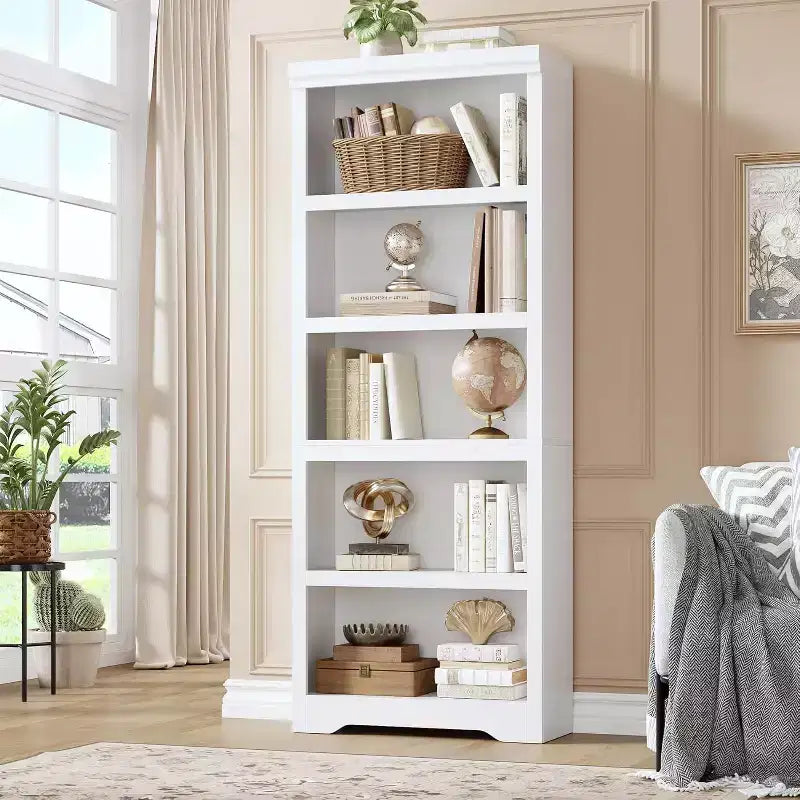 Libreria a 2/3/5/6 Ripiani, Stile Farmhouse, Larghezza 23,6"/31,5" con Ripiani Regolabili – Scaffale a Giorno con Design Antiscivolo per Casa e Ufficio