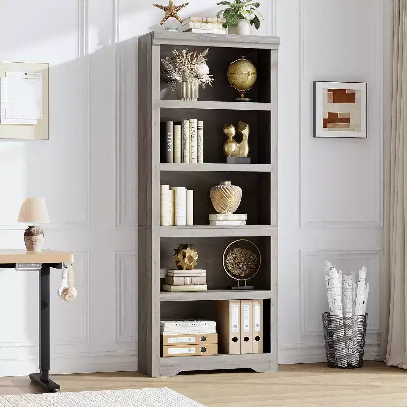 Libreria a 2/3/5/6 Ripiani, Stile Farmhouse, Larghezza 23,6"/31,5" con Ripiani Regolabili – Scaffale a Giorno con Design Antiscivolo per Casa e Ufficio
