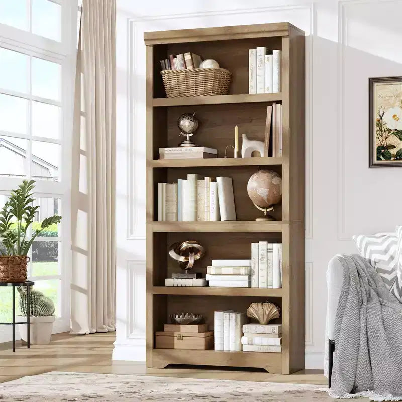 Libreria a 2/3/5/6 Ripiani, Stile Farmhouse, Larghezza 23,6"/31,5" con Ripiani Regolabili – Scaffale a Giorno con Design Antiscivolo per Casa e Ufficio