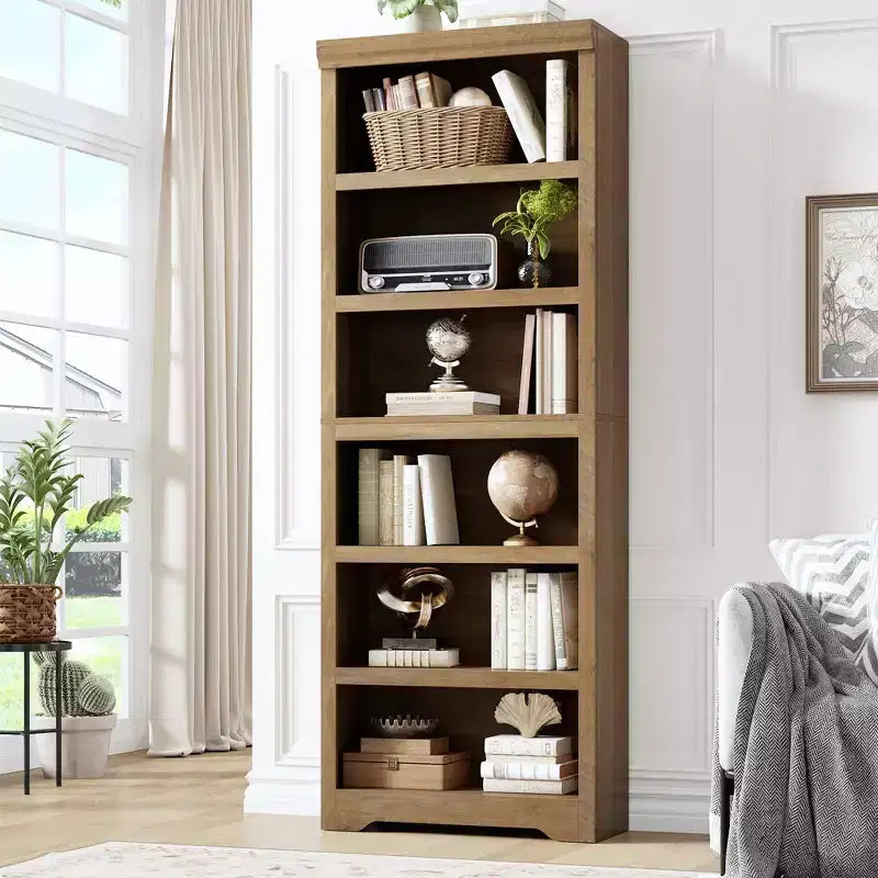 Libreria a 2/3/5/6 Ripiani, Stile Farmhouse, Larghezza 23,6"/31,5" con Ripiani Regolabili – Scaffale a Giorno con Design Antiscivolo per Casa e Ufficio