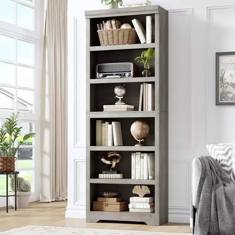 Libreria a 2/3/5/6 Ripiani, Stile Farmhouse, Larghezza 23,6"/31,5" con Ripiani Regolabili – Scaffale a Giorno con Design Antiscivolo per Casa e Ufficio