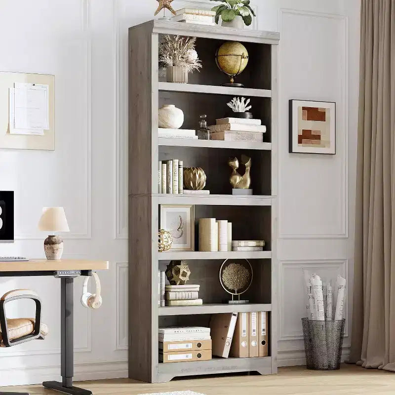 Libreria a 2/3/5/6 Ripiani, Stile Farmhouse, Larghezza 23,6"/31,5" con Ripiani Regolabili – Scaffale a Giorno con Design Antiscivolo per Casa e Ufficio