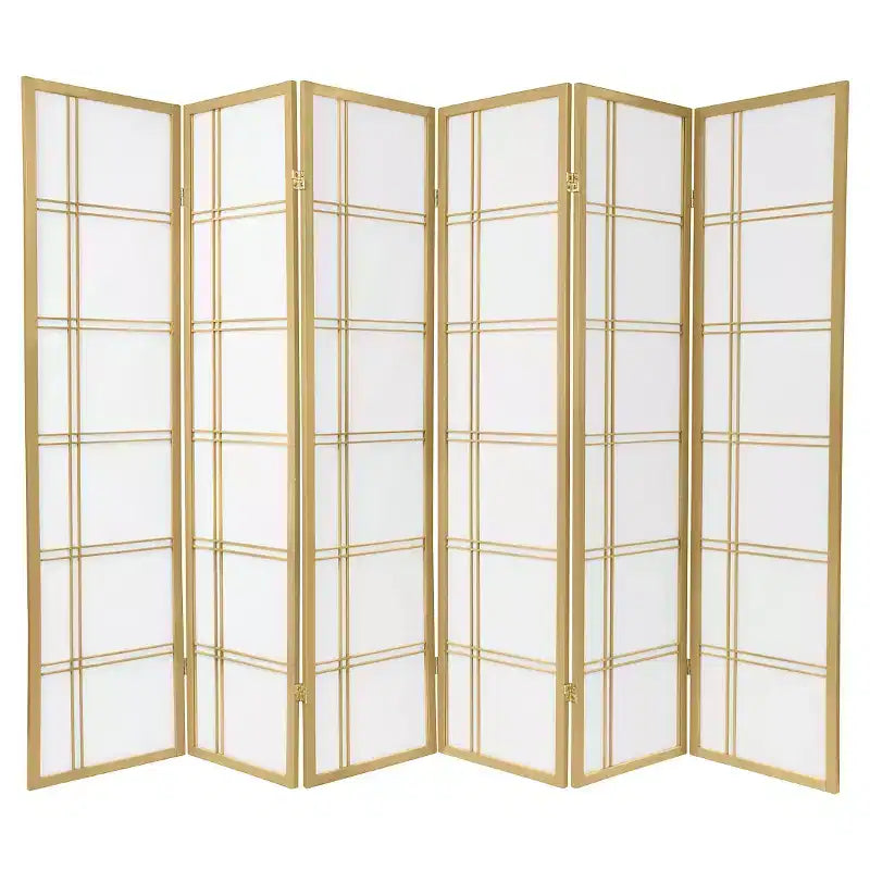 6 ft. Tall Double Cross Shoji Screen 6 Panels - Oriental Furniture
