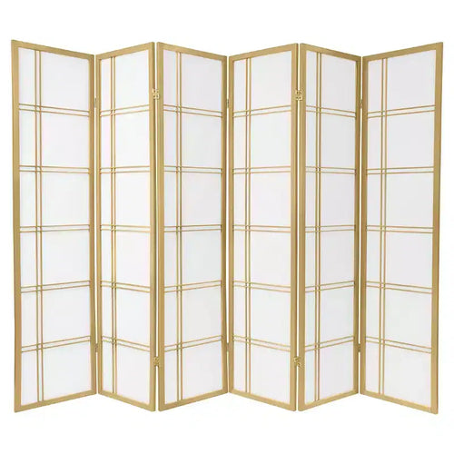 6 ft. Tall Double Cross Shoji Screen 6 Panels - Oriental Furniture