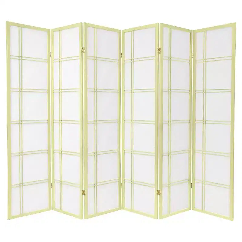 6 ft. Tall Double Cross Shoji Screen 6 Panels - Oriental Furniture