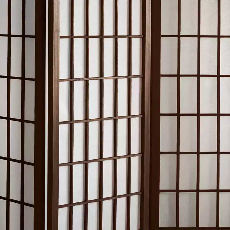 Oriental Furniture 6 ft. Tall Window Pane Shoji Screen - Walnut (6 Panels): Folding Privacy Partition