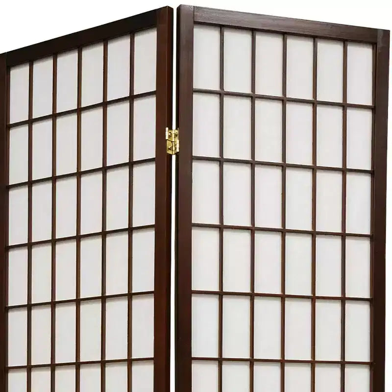 Oriental Furniture 6 ft. Tall Window Pane Shoji Screen - Walnut (6 Panels): Folding Privacy Partition