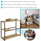 Industrial-Style, 3-Shelf Sofa Table with Removable Serving Tray - Brown - 28.25 in