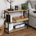Industrial-Style, 3-Shelf Sofa Table with Removable Serving Tray - Brown - 28.25 in